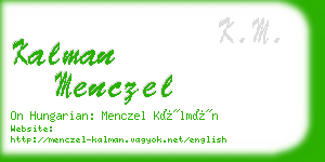 kalman menczel business card